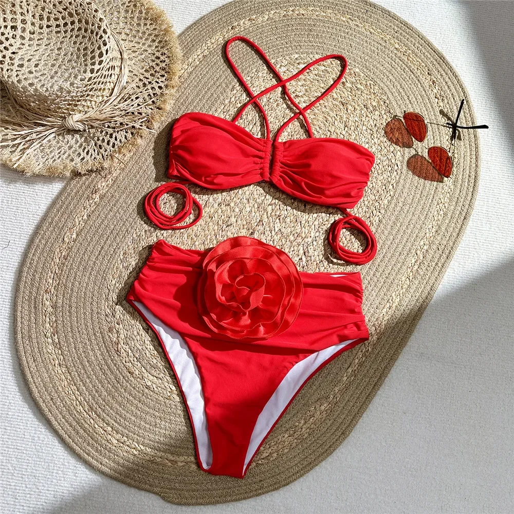 Swimsuit Bikini Ruched - Traje de baño Sexy rojo con